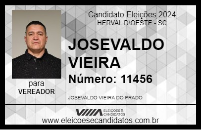 Candidato JOSEVALDO VIEIRA 2024 - HERVAL D\OESTE - Eleições