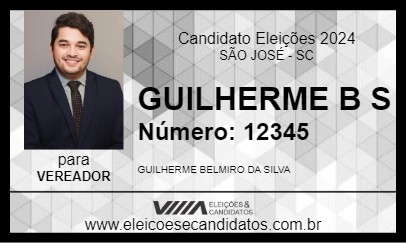 Candidato GUILHERME B S 2024 - SÃO JOSÉ - Eleições