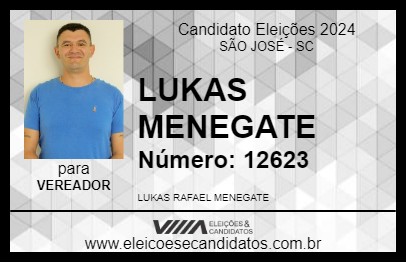 Candidato LUKAS MENEGATE 2024 - SÃO JOSÉ - Eleições