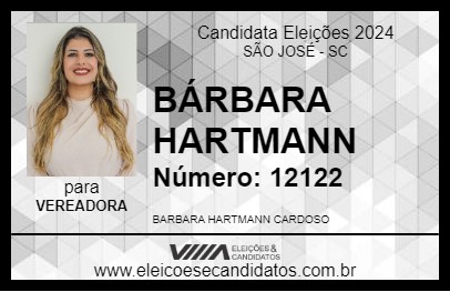 Candidato BÁRBARA HARTMANN 2024 - SÃO JOSÉ - Eleições