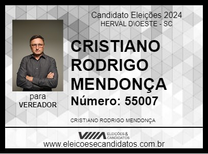 Candidato CRISTIANO RODRIGO MENDONÇA  2024 - HERVAL D\OESTE - Eleições