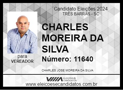 Candidato CHARLES MOREIRA DA SILVA 2024 - TRÊS BARRAS - Eleições