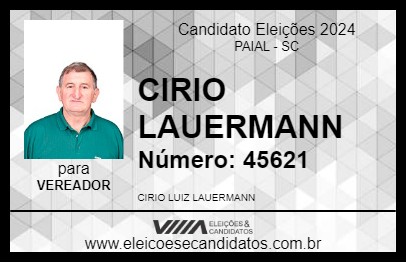 Candidato CIRIO LAUERMANN 2024 - PAIAL - Eleições