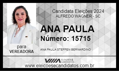 Candidato ANA PAULA 2024 - ALFREDO WAGNER - Eleições