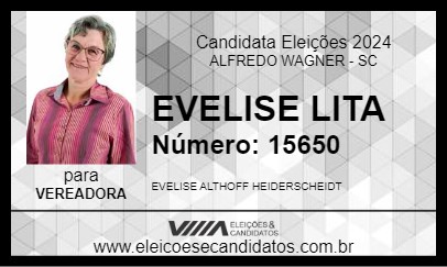 Candidato EVELISE LITA 2024 - ALFREDO WAGNER - Eleições