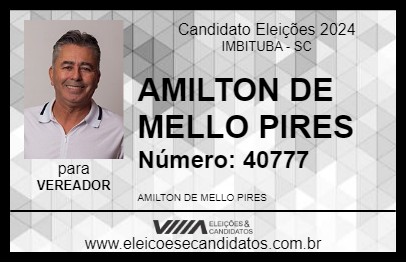 Candidato AMILTON DE MELLO PIRES 2024 - IMBITUBA - Eleições