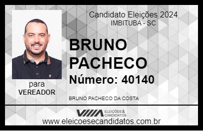 Candidato BRUNO PACHECO 2024 - IMBITUBA - Eleições