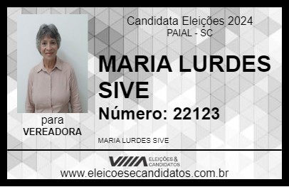 Candidato MARIA LURDES SIVE 2024 - PAIAL - Eleições