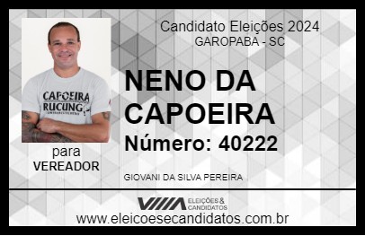 Candidato NENO DA CAPOEIRA 2024 - GAROPABA - Eleições