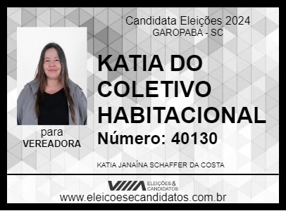 Candidato KATIA DO COLETIVO HABITACIONAL 2024 - GAROPABA - Eleições