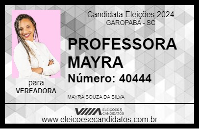 Candidato PROFESSORA MAYRA 2024 - GAROPABA - Eleições