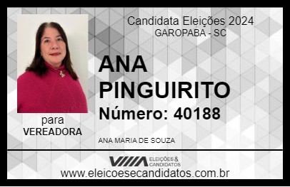 Candidato ANA PINGUIRITO 2024 - GAROPABA - Eleições