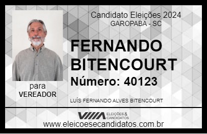 Candidato FERNANDO BITENCOURT 2024 - GAROPABA - Eleições