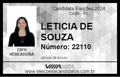 Candidato LETICIA DE SOUZA 2024 - CAIBI - Eleições