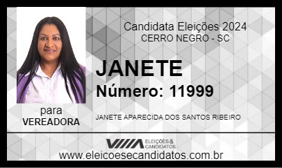 Candidato JANETE 2024 - CERRO NEGRO - Eleições