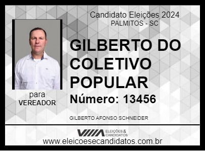 Candidato GILBERTO DO COLETIVO POPULAR 2024 - PALMITOS - Eleições