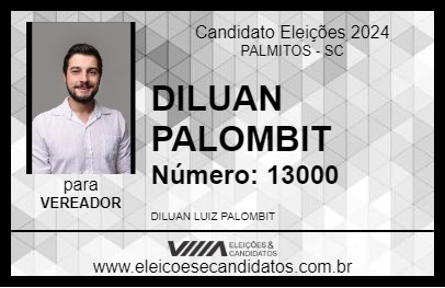 Candidato DILUAN PALOMBIT 2024 - PALMITOS - Eleições