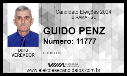 Candidato GUIDO PENZ 2024 - IBIRAMA - Eleições