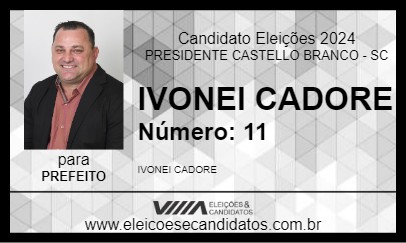 Candidato IVONEI CADORE 2024 - PRESIDENTE CASTELLO BRANCO - Eleições