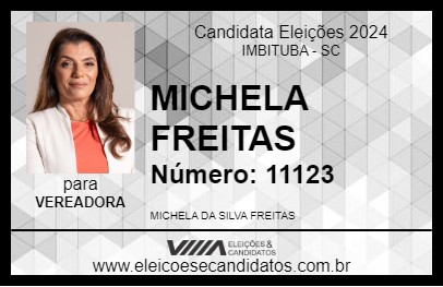 Candidato MICHELA FREITAS 2024 - IMBITUBA - Eleições