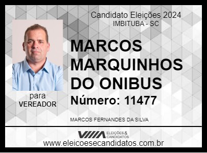 Candidato MARCOS MARQUINHOS DO ONIBUS 2024 - IMBITUBA - Eleições