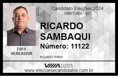 Candidato RICARDO SAMBAQUI 2024 - IMBITUBA - Eleições