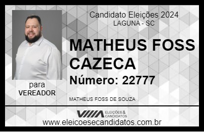 Candidato MATHEUS FOSS CAZECA 2024 - LAGUNA - Eleições