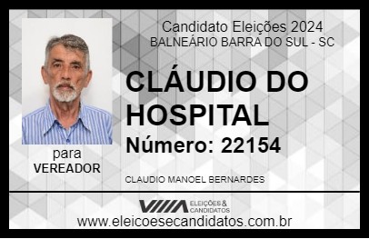 Candidato CLÁUDIO DO HOSPITAL 2024 - BALNEÁRIO BARRA DO SUL - Eleições