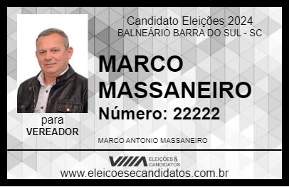 Candidato MARCO MASSANEIRO 2024 - BALNEÁRIO BARRA DO SUL - Eleições