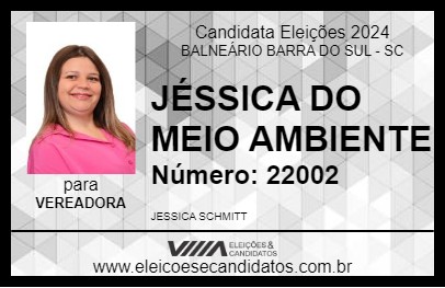 Candidato JÉSSICA DO MEIO AMBIENTE 2024 - BALNEÁRIO BARRA DO SUL - Eleições