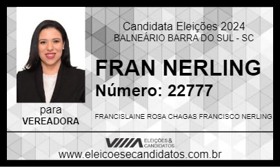 Candidato FRAN NERLING 2024 - BALNEÁRIO BARRA DO SUL - Eleições