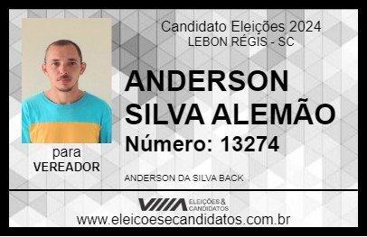 Candidato ANDERSON SILVA ALEMÃO 2024 - LEBON RÉGIS - Eleições