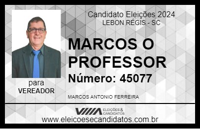 Candidato MARCOS O PROFESSOR 2024 - LEBON RÉGIS - Eleições