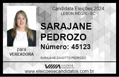 Candidato SARAJANE PEDROZO 2024 - LEBON RÉGIS - Eleições