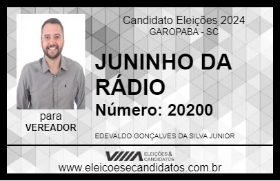 Candidato JUNINHO DA RÁDIO 2024 - GAROPABA - Eleições