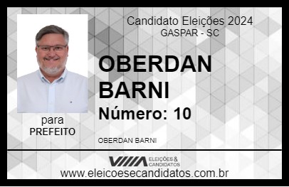 Candidato OBERDAN BARNI 2024 - GASPAR - Eleições