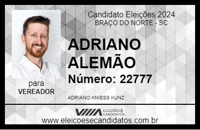 Candidato ADRIANO ALEMÃO 2024 - BRAÇO DO NORTE - Eleições