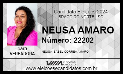 Candidato NEUSA AMARO 2024 - BRAÇO DO NORTE - Eleições