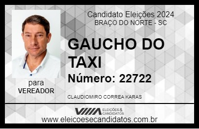 Candidato GAUCHO DO TAXI 2024 - BRAÇO DO NORTE - Eleições