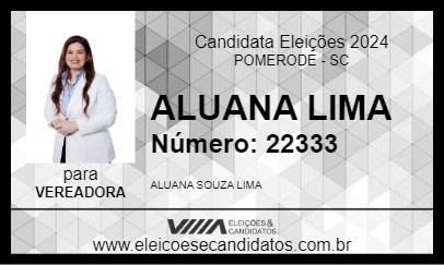 Candidato ALUANA LIMA 2024 - POMERODE - Eleições