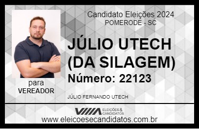 Candidato JÚLIO UTECH (DA SILAGEM) 2024 - POMERODE - Eleições