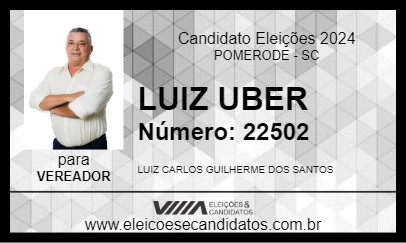 Candidato LUIZ UBER 2024 - POMERODE - Eleições