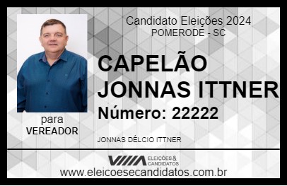 Candidato CAPELÃO JONNAS ITTNER 2024 - POMERODE - Eleições