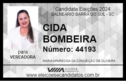 Candidato CIDA BOMBEIRA 2024 - BALNEÁRIO BARRA DO SUL - Eleições