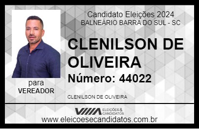 Candidato CLENILSON DE OLIVEIRA 2024 - BALNEÁRIO BARRA DO SUL - Eleições