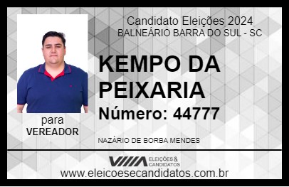 Candidato KEMPO DA PEIXARIA  2024 - BALNEÁRIO BARRA DO SUL - Eleições