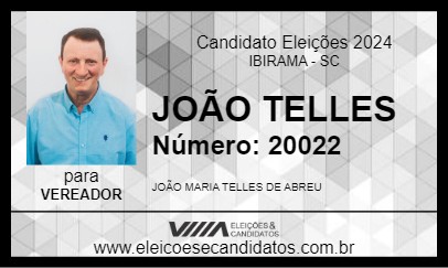 Candidato JOÃO TELLES 2024 - IBIRAMA - Eleições