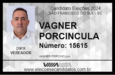 Candidato VAGNER PORCINCULA 2024 - SÃO FRANCISCO DO SUL - Eleições