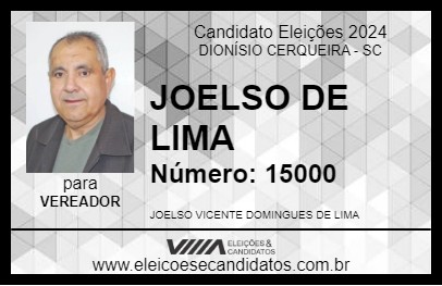 Candidato JOELSO DE LIMA 2024 - DIONÍSIO CERQUEIRA - Eleições