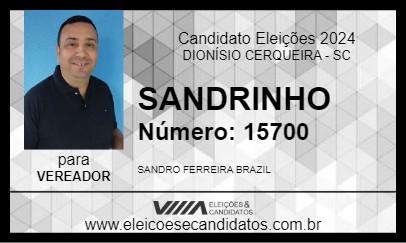 Candidato SANDRINHO 2024 - DIONÍSIO CERQUEIRA - Eleições